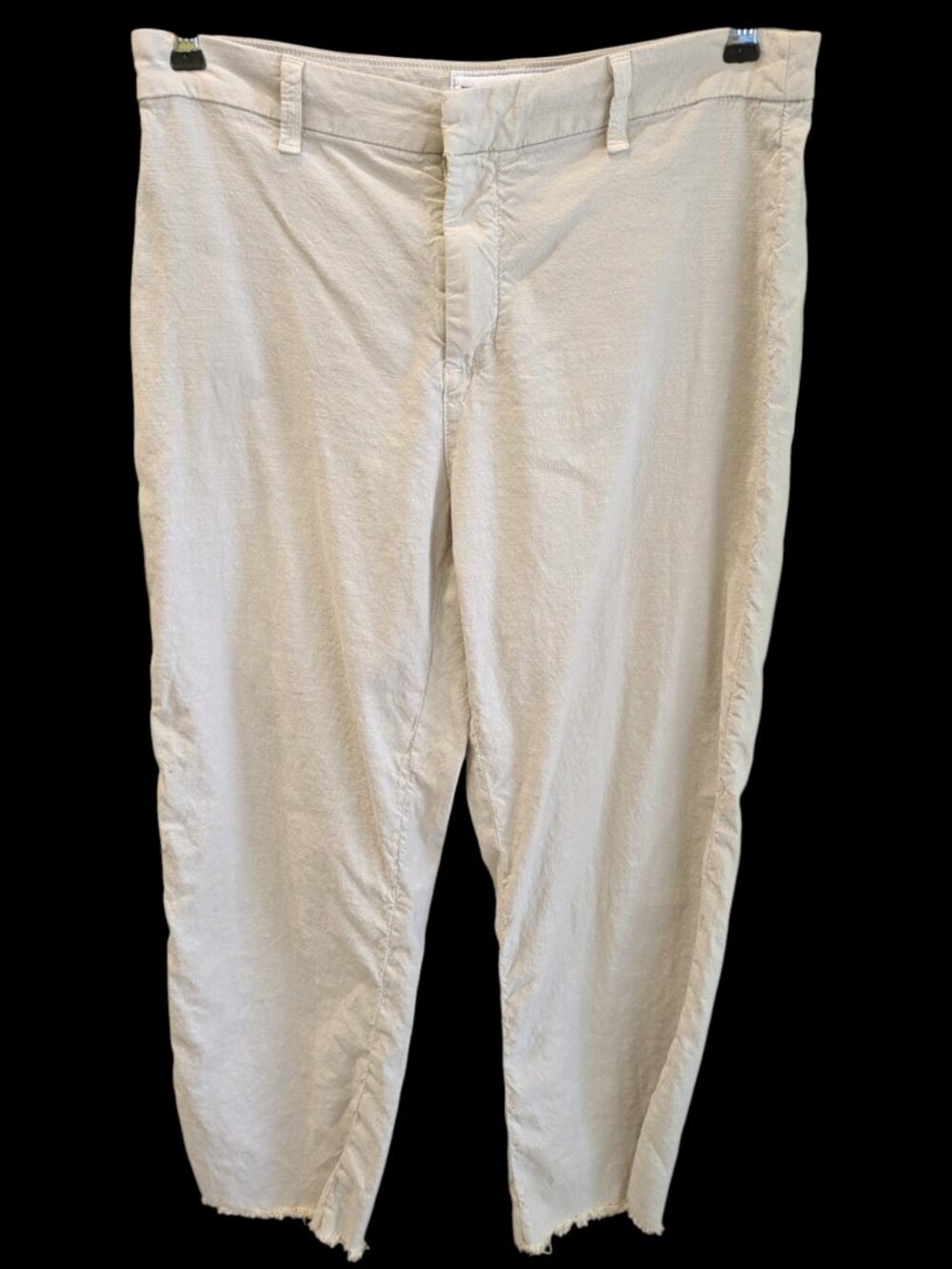 Frank & Eileen Kinsale Pants 10 Cotton Flax Crop Raw Hem Flat Front Pockets - Picture 2 of 9